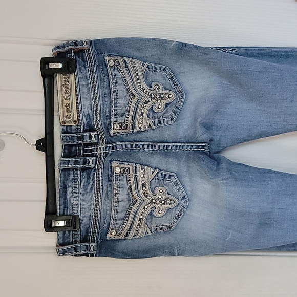 ROCK REVIVAL JEANS DESTRUCTIVE MID RISE BOOT BORIS 27 - Picture 4 of 8